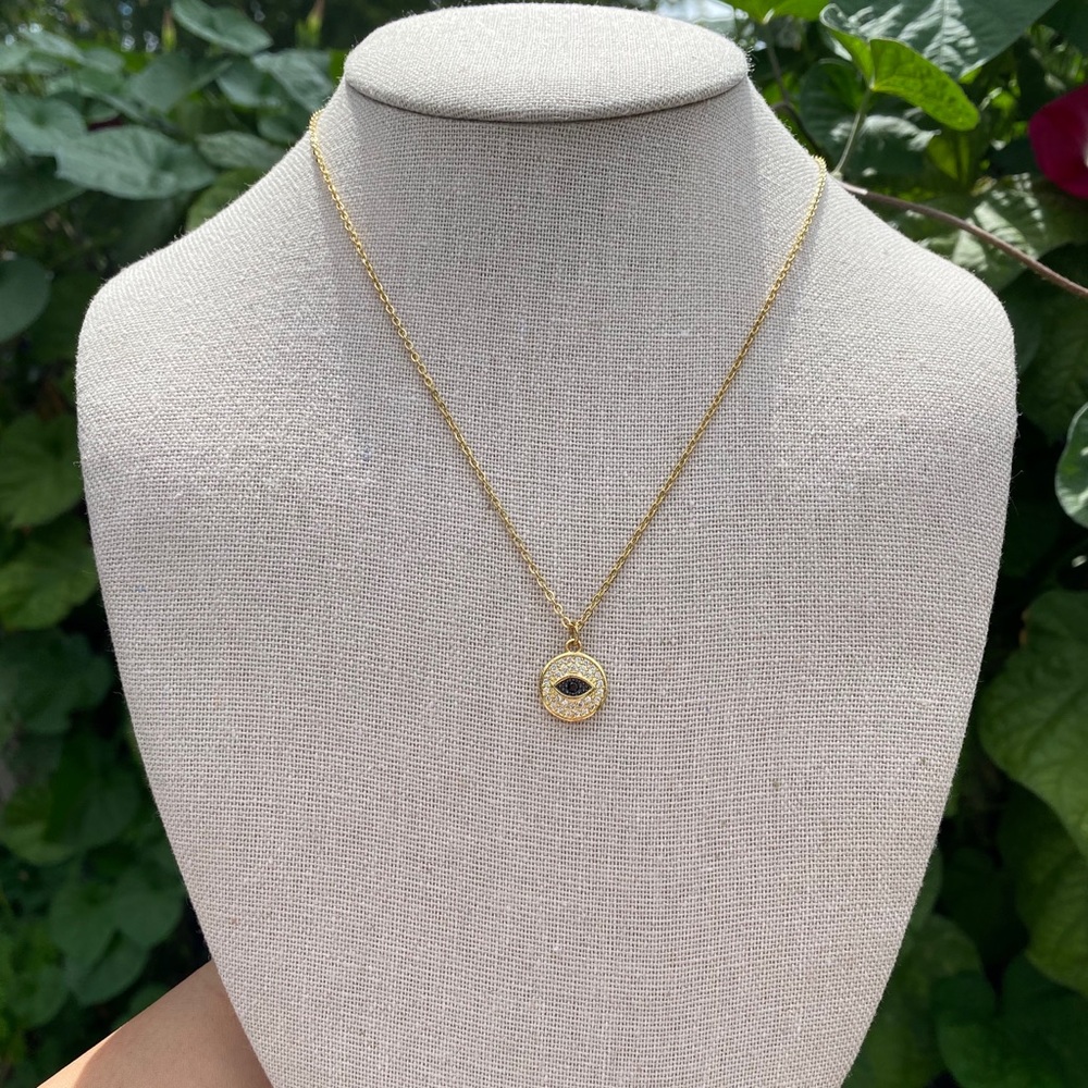 Stainless steel evil eye shiny necklace